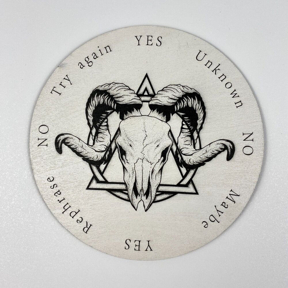 Ram Skull Dual Sided Wooden Pendulum Board Dowsing Divination Metaphysical 6"